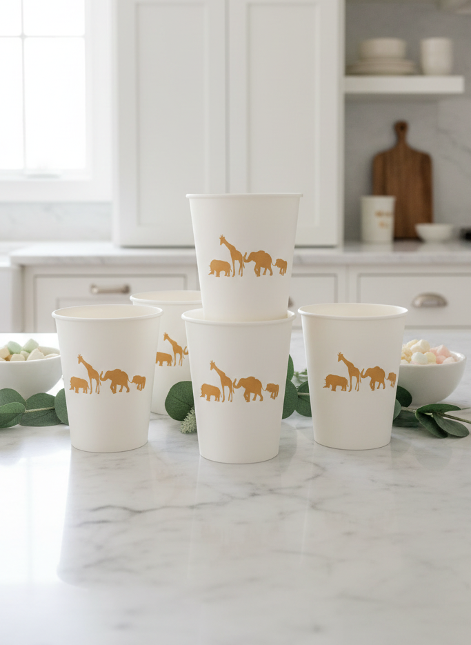 Safari cups in French country kitchen