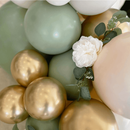 Sage, Gold & White Balloon Garland