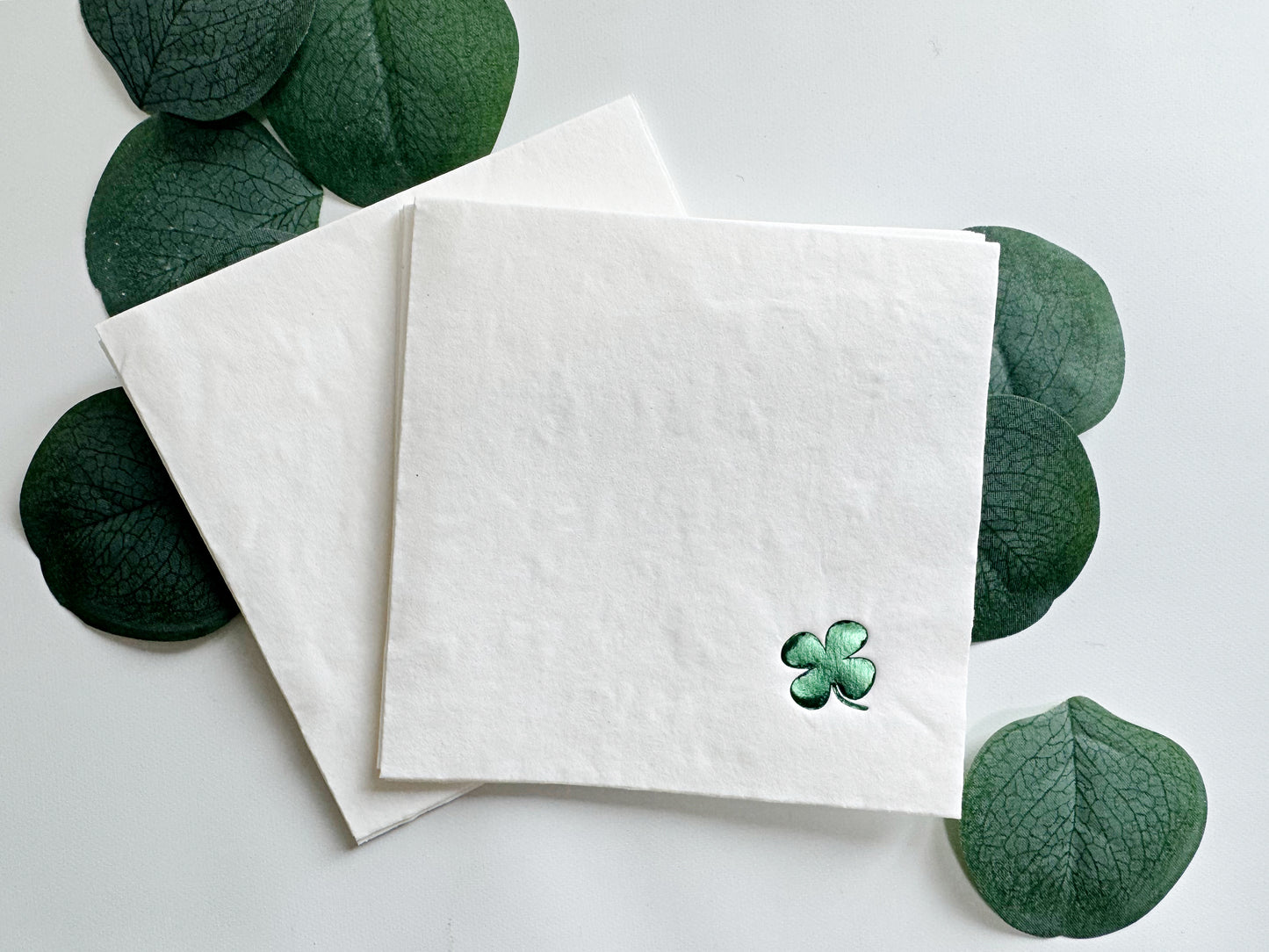 Simple Shamrock Cocktail Napkins Green Foil - St. Patrick's Day Party Napkins Set of 16