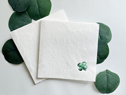 Simple Shamrock Cocktail Napkins Green Foil - St. Patrick's Day Party Napkins Set of 16