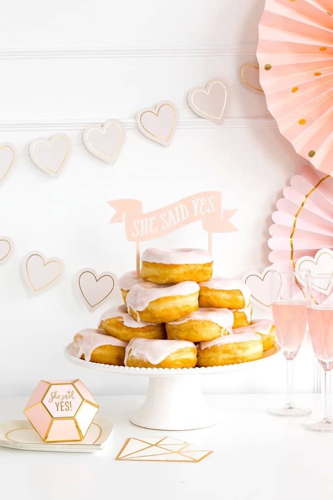 She Said Yes Bridal Shower Cake topper in blush acrylic