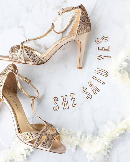 She Said Yes Mini Banner - Pink & Gold