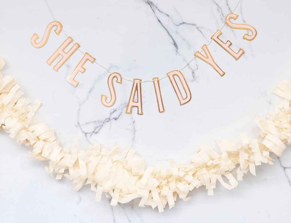 She Said Yes Mini Banner - Pink & Gold