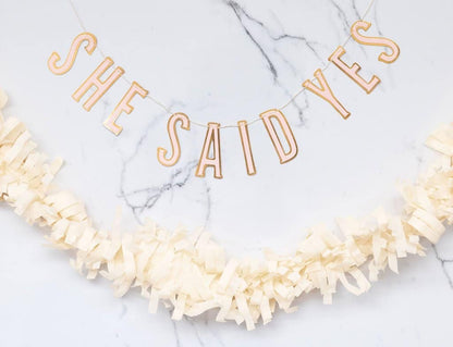 She Said Yes Mini Banner - Pink & Gold
