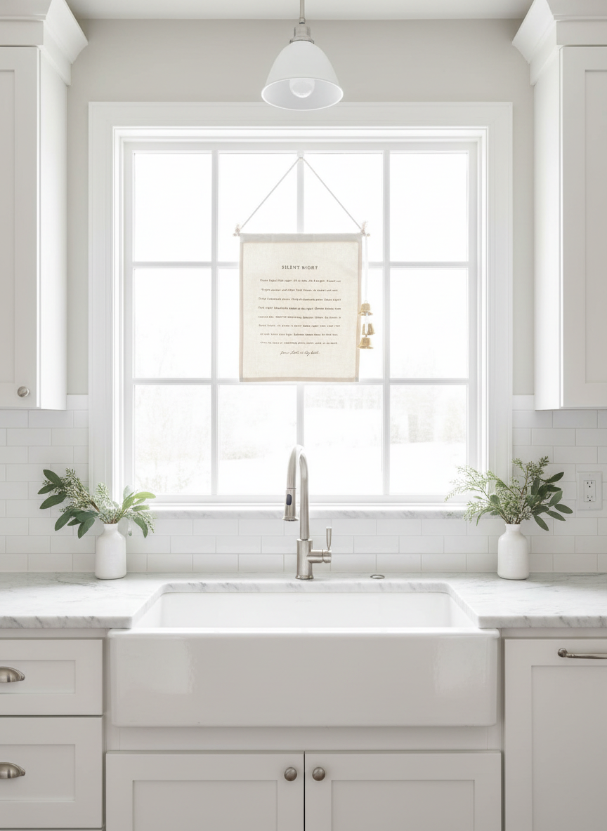 Silent Night Banner Above Kitchen Sink