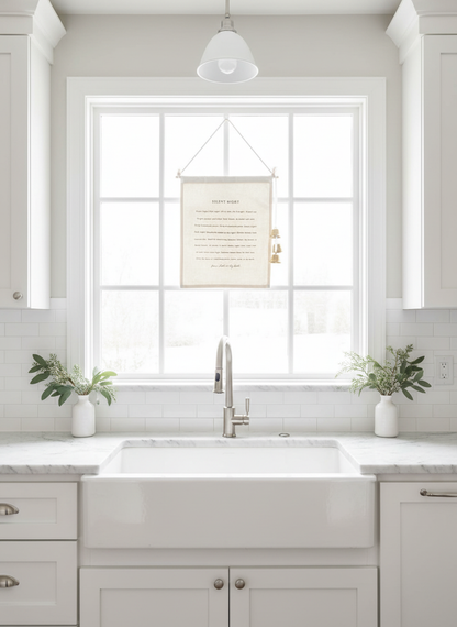 Silent Night Banner Above Kitchen Sink