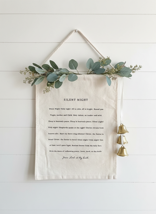 Silent Night Banner Front View on Shiplap