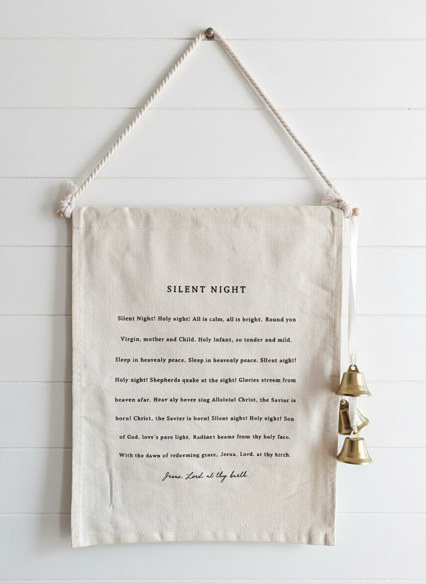 Silent Night Banner on Beadboard Wall