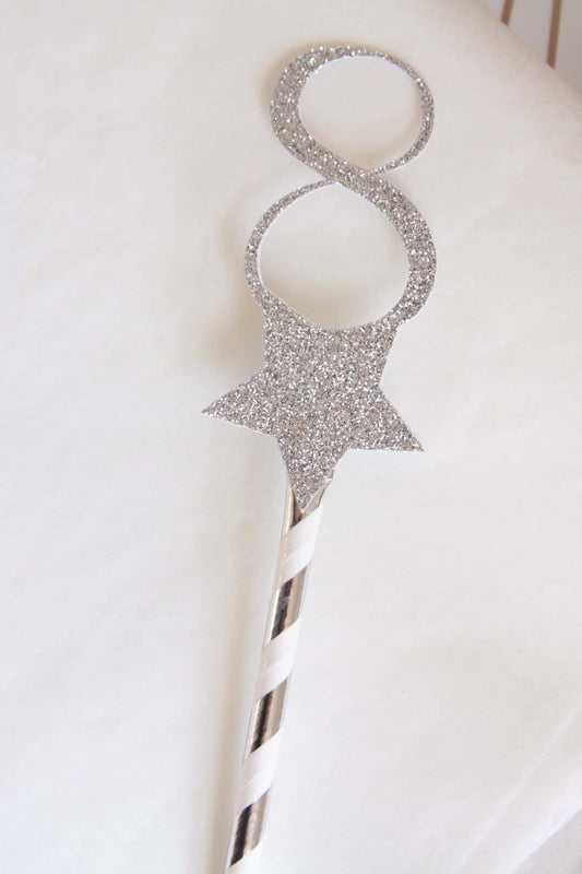 Silver 8th Birthday Cake Topper