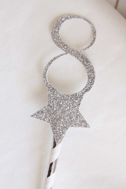 Silver 8th Birthday Cake Topper