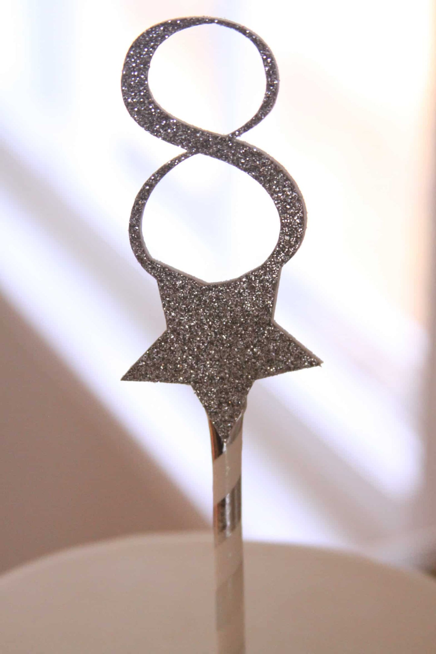 Silver 8th Birthday Cake Topper