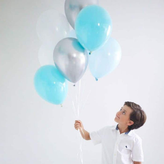 Silver and Blue Balloon Bouquet