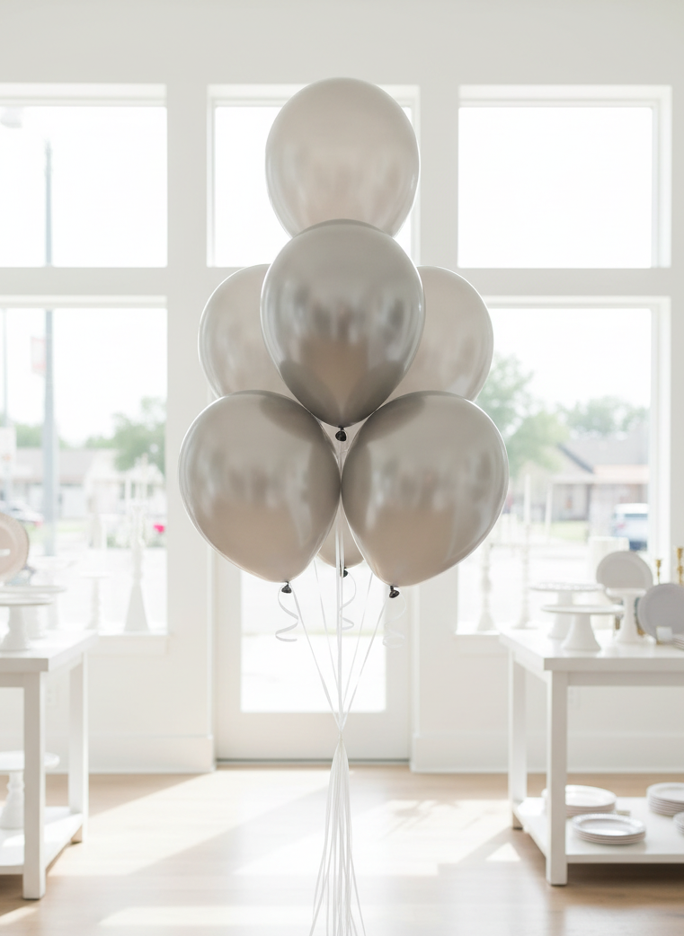 Silver Balloon Bouquet in Party Boutique