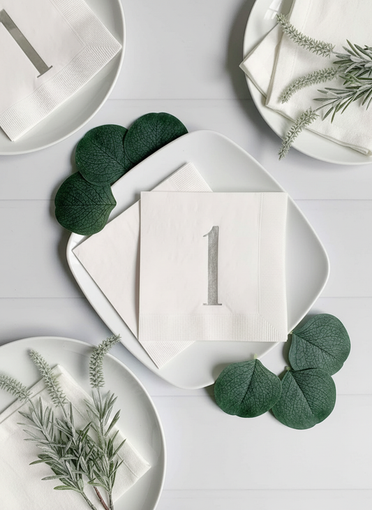 Silver Foil One Cocktail Napkins Flat Lay