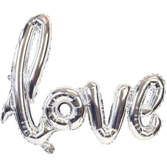 love silver balloon garland for a bridal shower or baby shower or Valentine's Day