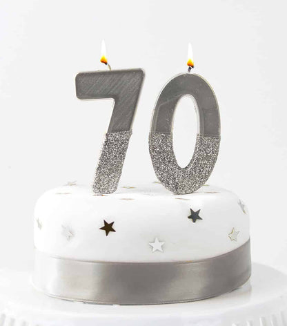 Number 3 Birthday Candle - Silver Glitter | Cake Topper