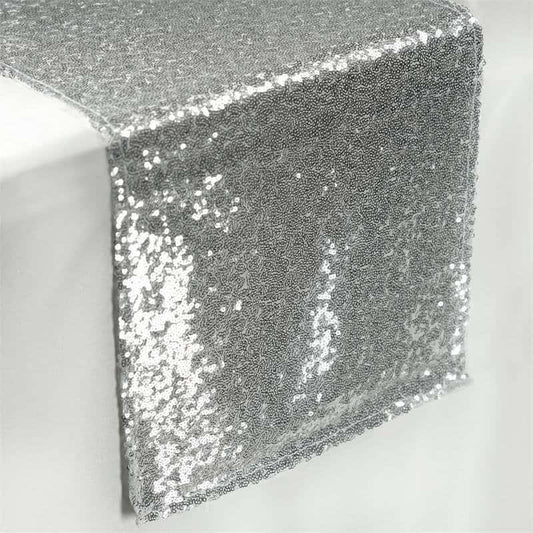 Silver Sequin Table Runner - Disco Party