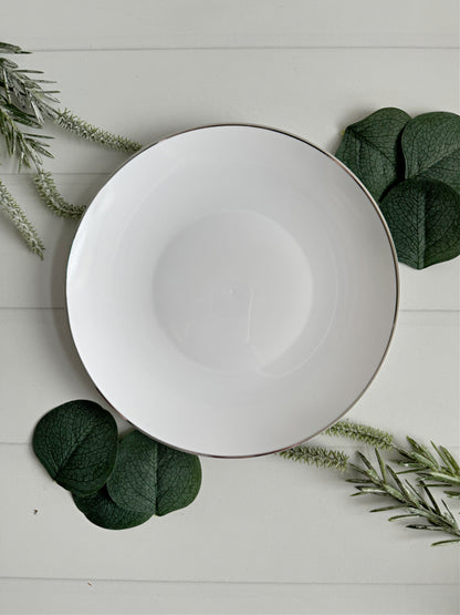 White with Silver Dessert Plates - Plastic