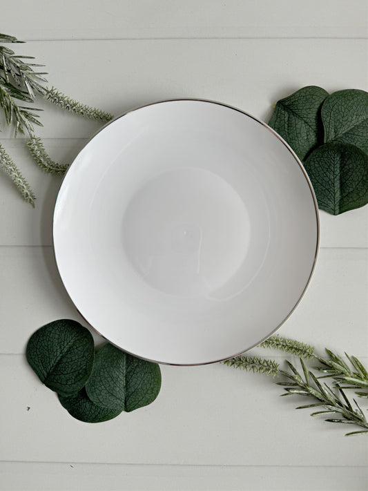 White with Silver Dessert Plates - Plastic