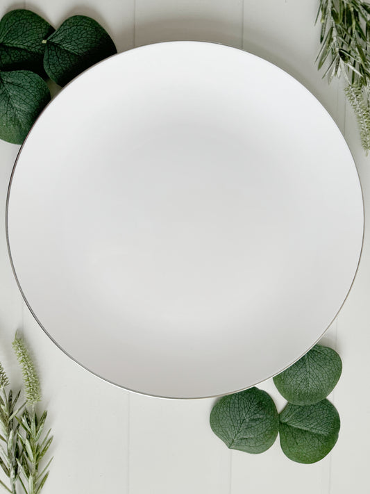 White with Silver Dinner Plates - Plastic