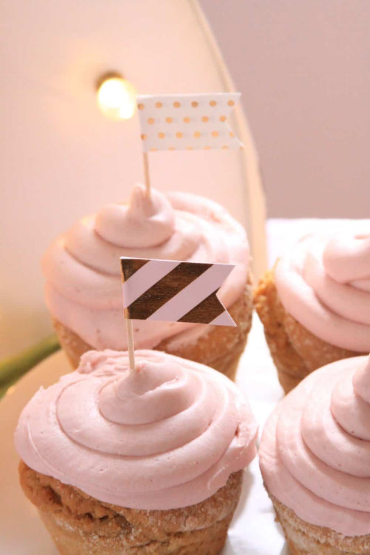 Pink and Gold Cupcake Toppers