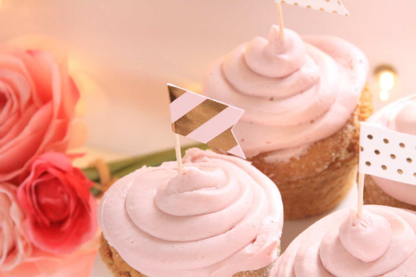 Pink and Gold Cupcake Toppers