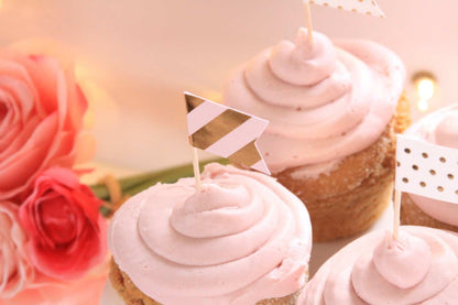 Pink and Gold Cupcake Toppers
