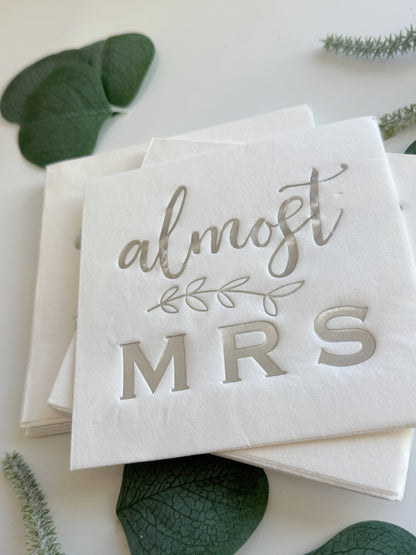 Almost Mrs. Bridal Shower Napkins - Silver - Slightly Imperfect Great Value