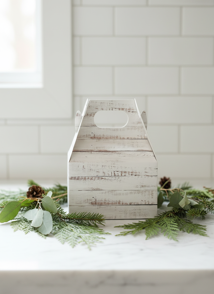 Small White Gable Box on Counter