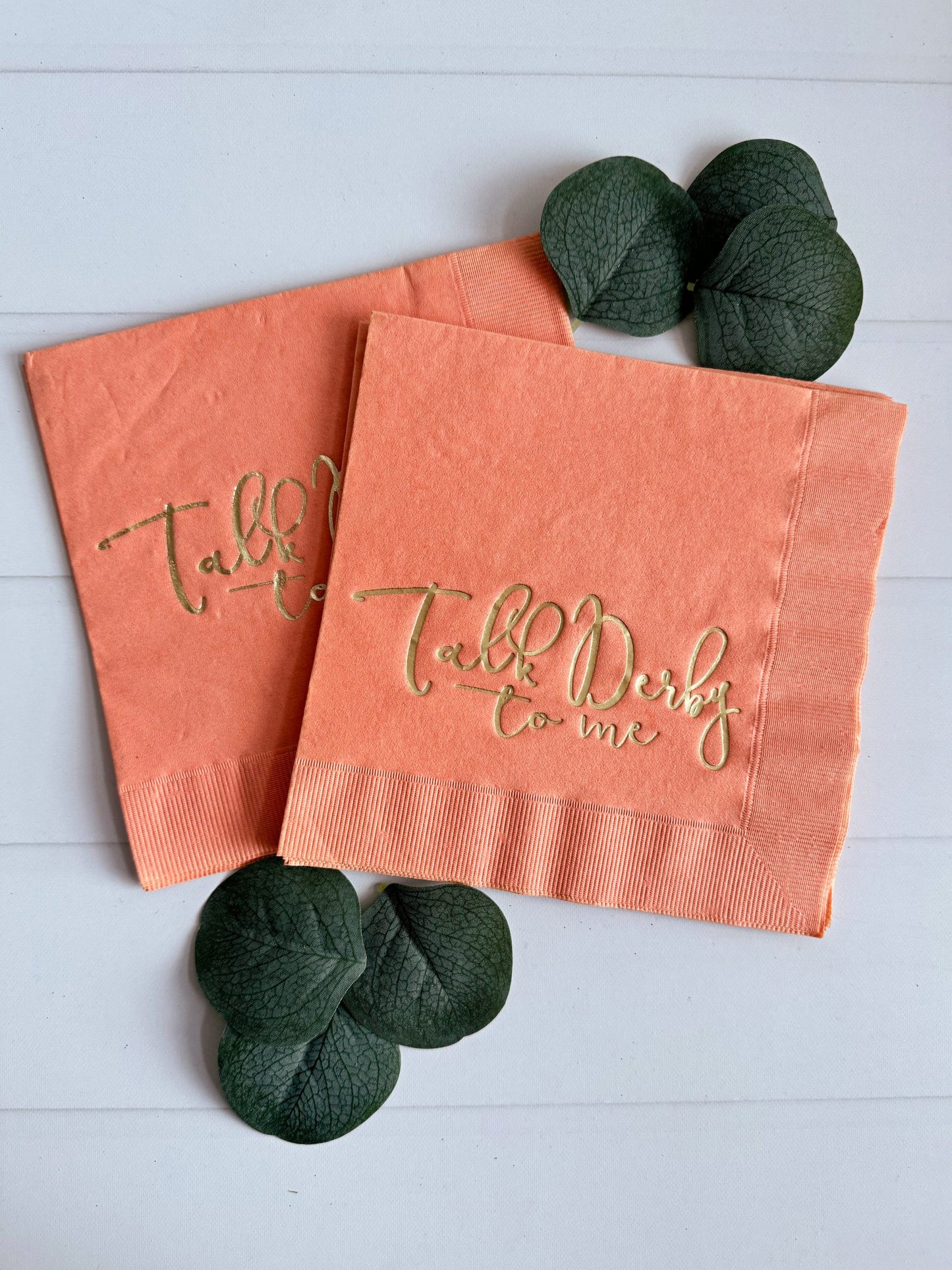 Coral Peach Talk Derby to me Luncheon Napkins for Kentucky Derby Party 2025 or Bridal Shower