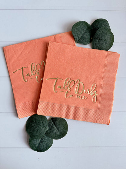 Coral Peach Talk Derby to me Luncheon Napkins for Kentucky Derby Party 2025 or Bridal Shower