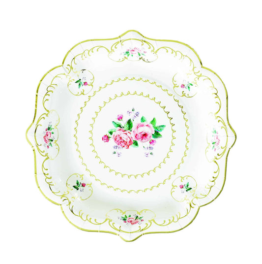 Tea Party  Ivory Paper Plates - 8 Inch