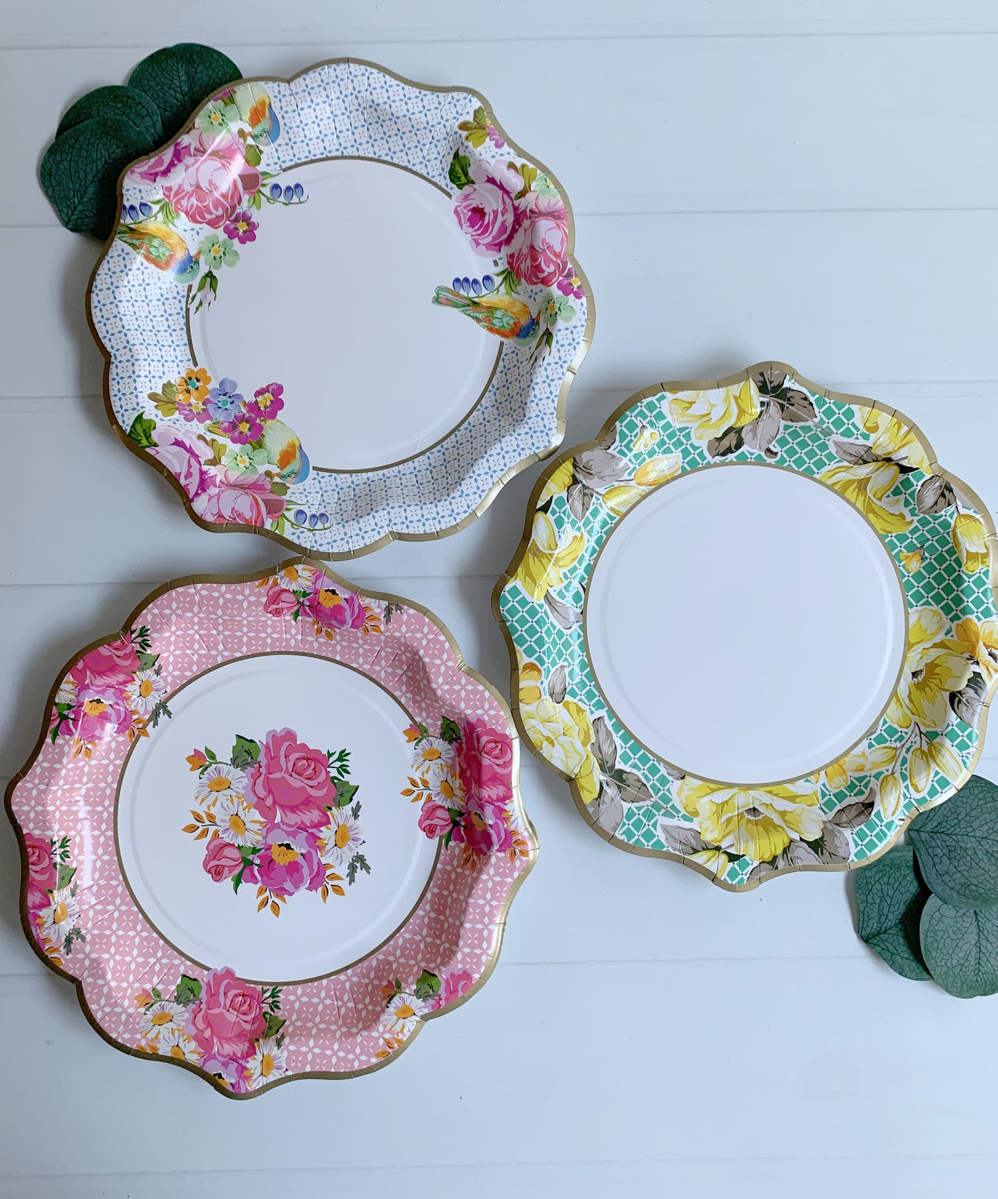 Tea Party Chintz Paper Plates - Floral 8 Inch Plates for Alice in Wonderland & Baby Showers