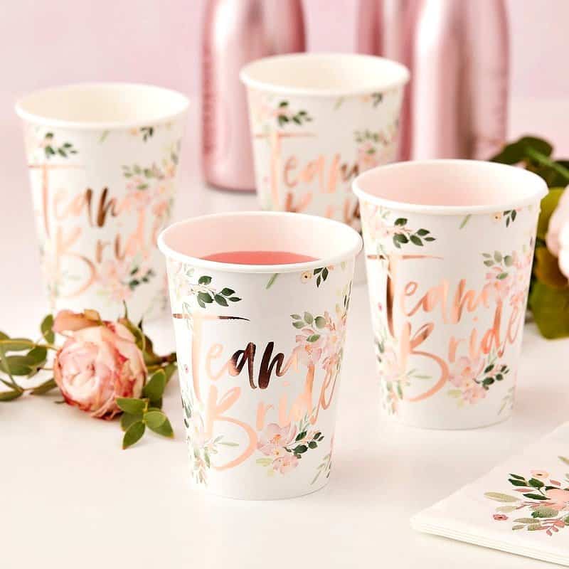 Team Bride Floral Paper Cups & Plates