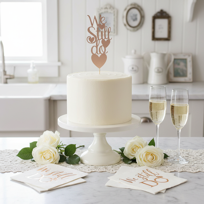 We Still Do Cake and Napkins Display