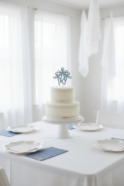 Wedgwood Blue Cake Topper in Bright White Party Room