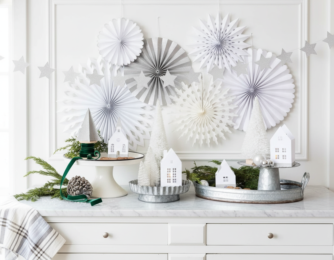 White Paper Houses on Counter