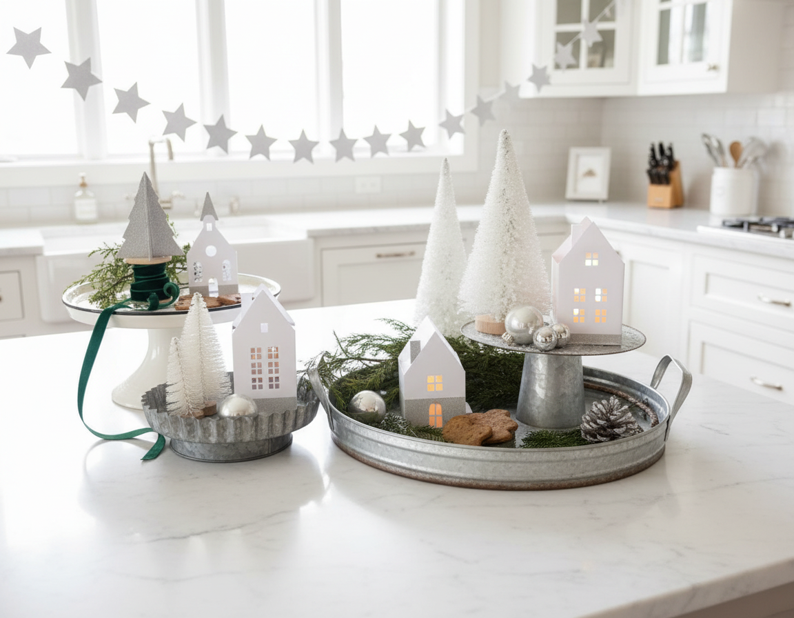 White Paper Houses Overhead on Tray