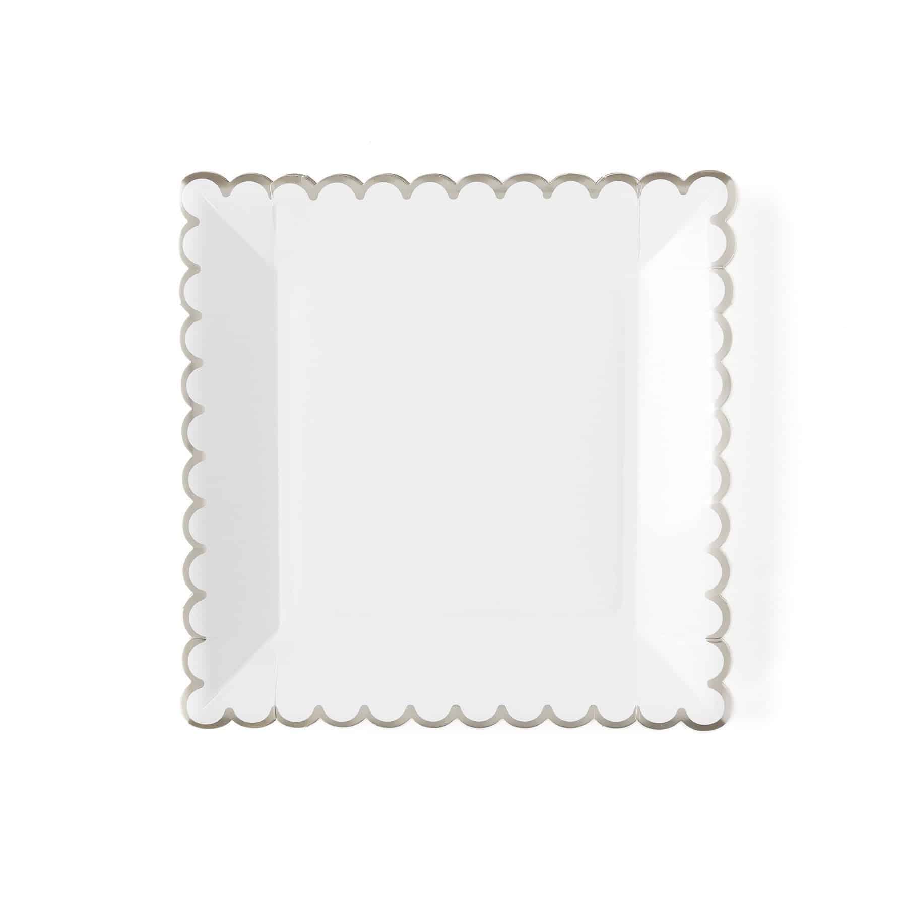 Silver Edged Paper Plates White Christmas Collection