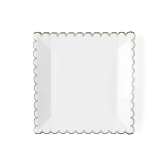 Silver Edged Paper Plates White Christmas Collection