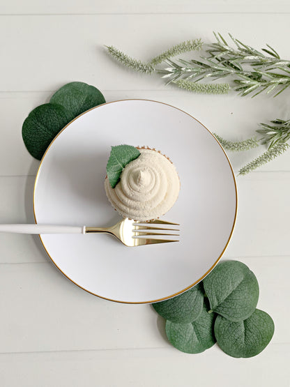 White with Silver Dessert Plates - Plastic