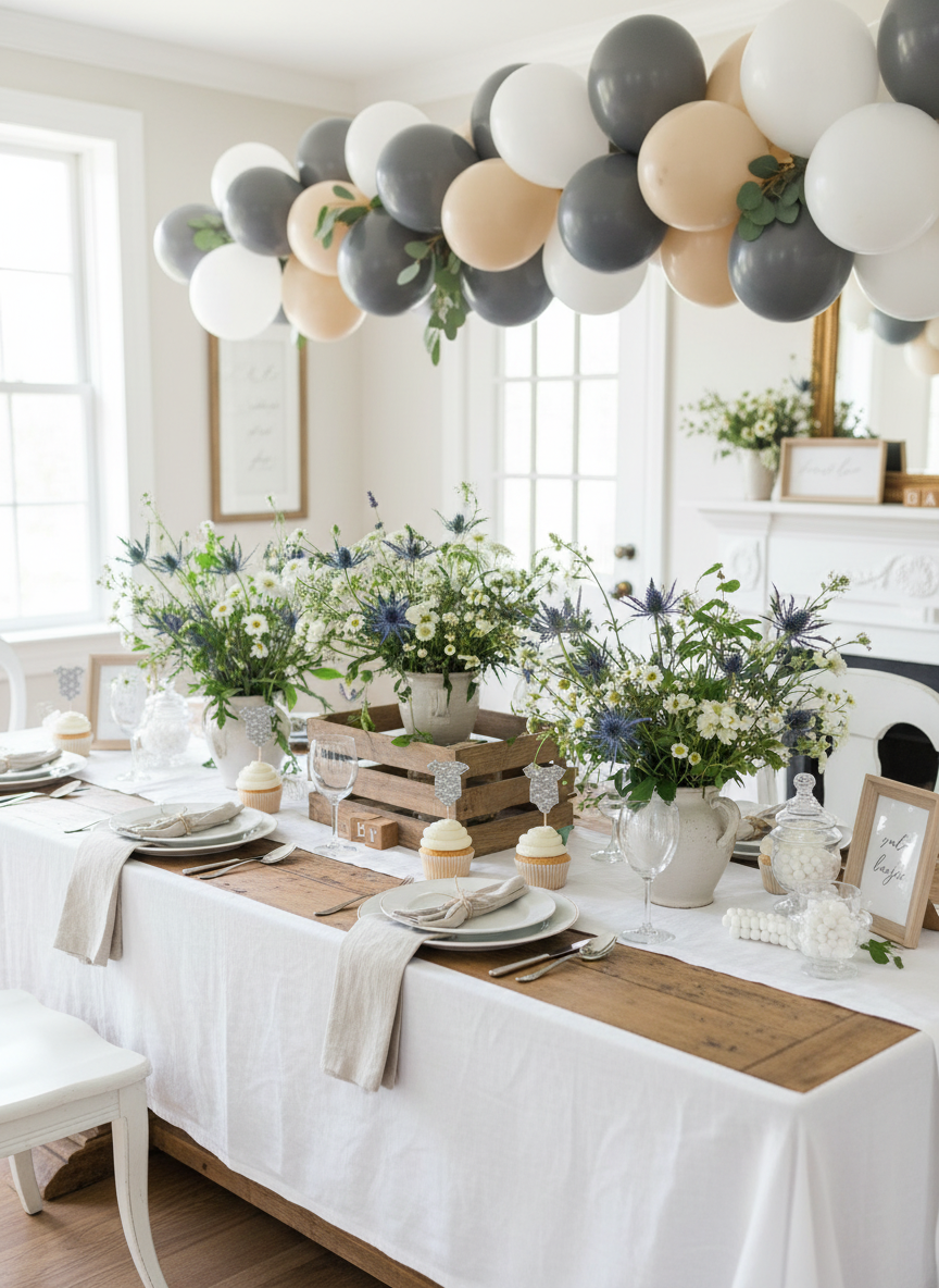 Wide angle baby shower setup