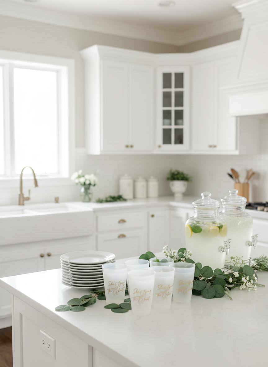 Wide angle bridal shower beverage station