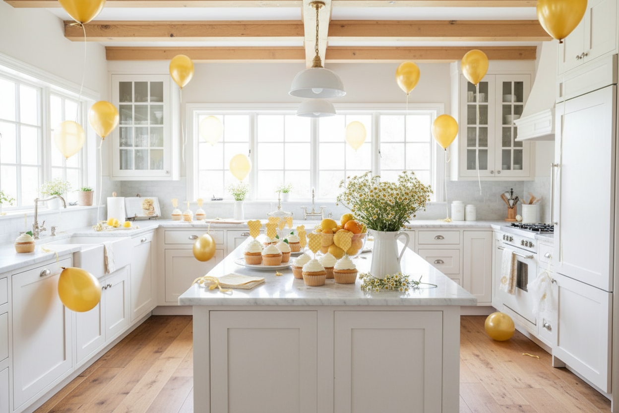 Wide kitchen scene with natural styling