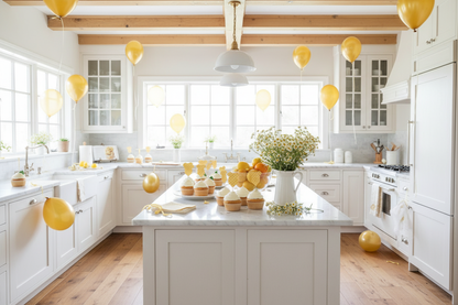 Wide kitchen scene with natural styling